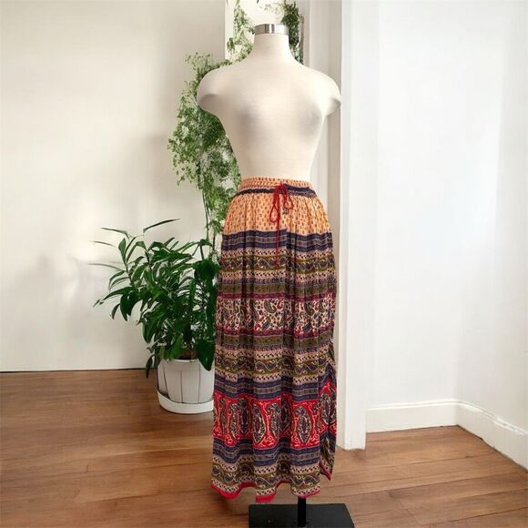 Vintage Cute Options Peasant Prairie Skirt Boho Paisley M - Picture 1 of 6